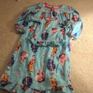 My Little Pony Blue and Pink Kids Nightgown with matching doll nightgown